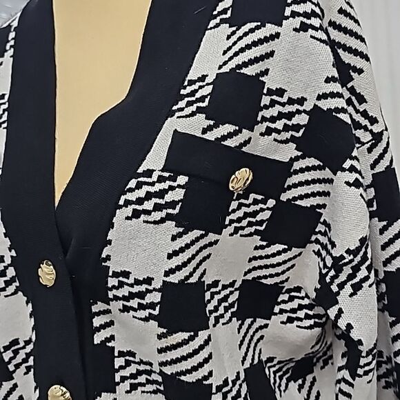 Philosophy Checkered Houndstooth Longline Cardigan Size Small - Picture 9 of 13